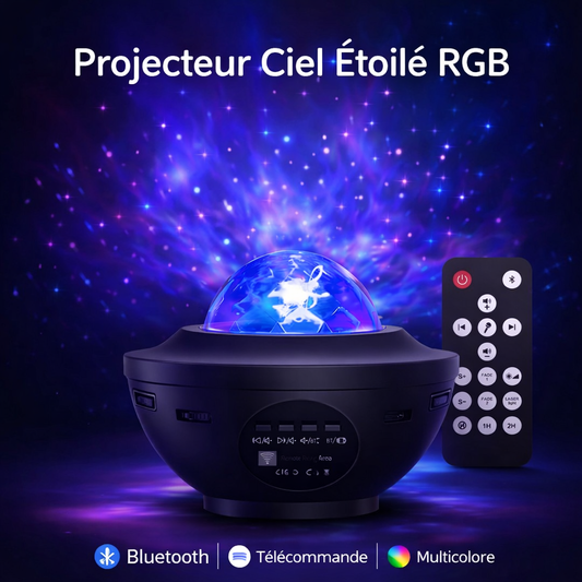 Projecteur Galaxy RGB – Ambiance Ciel Étoilé avec Bluetooth